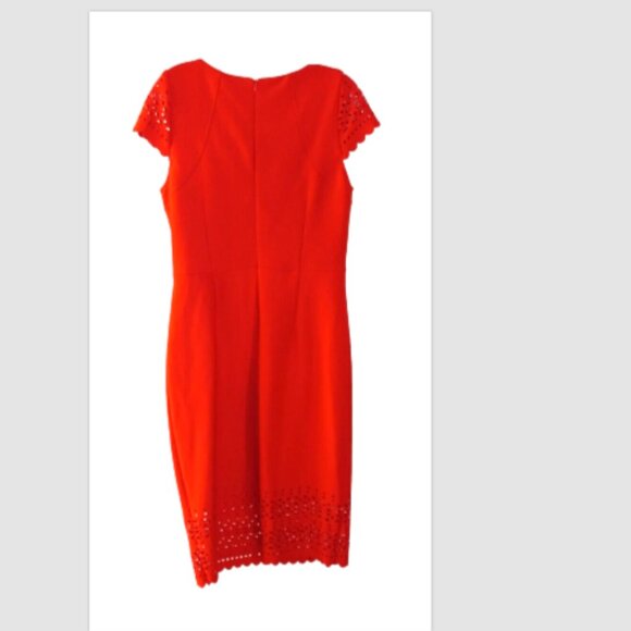 Women's Red Dress NEW Gold Chain Sz 10 CutOut Hem/Sleeve JM Studio By John Meyer - Picture 3 of 15